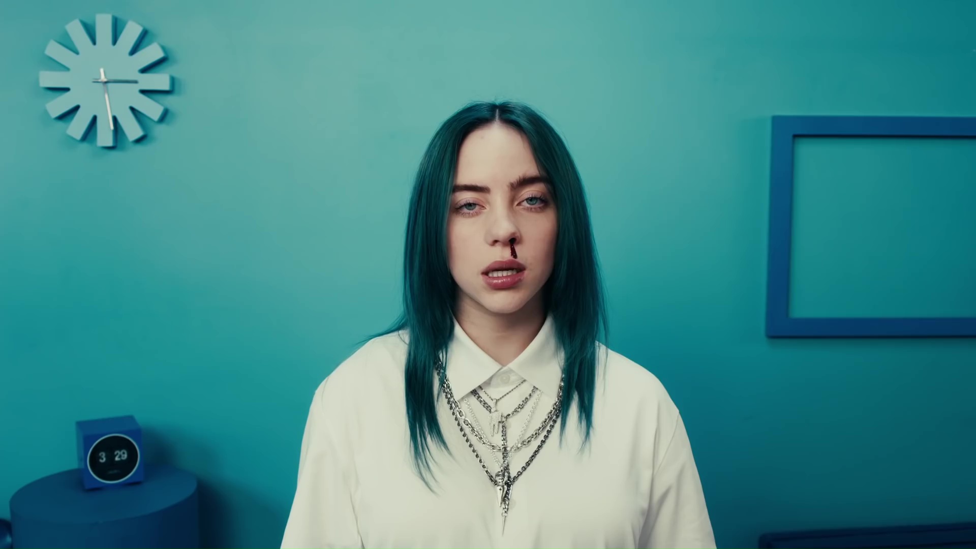 A frame from Billie Eilish's song Bad Guy