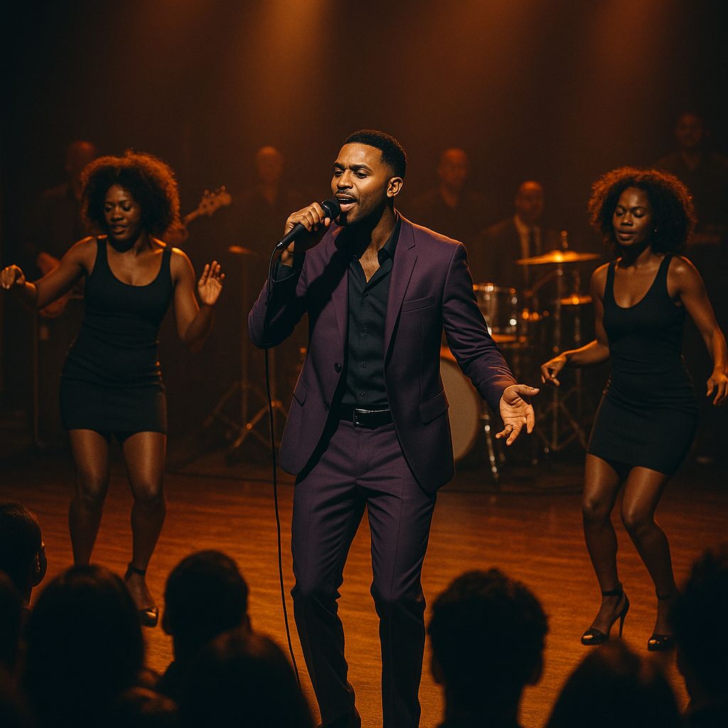 A R&B performer performing on stage